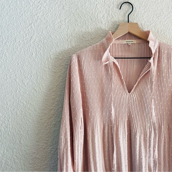 Pink Swiss Dot Pleated High Neck Blouse - Picture 8 of 13